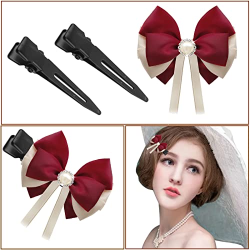 50pcs 1.75 Inches Alligator Hair Clips Metal Duck Bill Hairclips Single Prong Curl Clips Hairpins for Women Salon Styling Hair Accessories(Black)