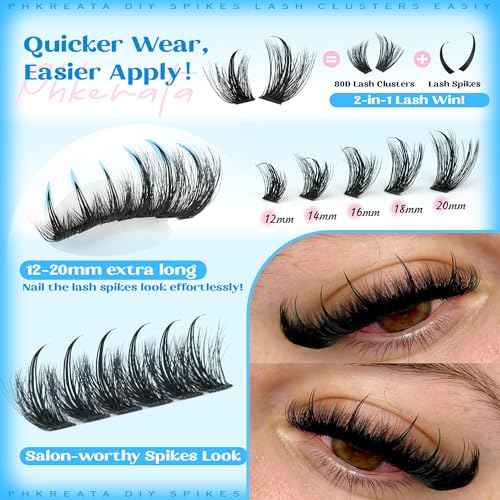 Manga Spikes Lash Clusters Wispy Cluster Eyelash Extensions 12-20mm Fairy Eyelash Clusters Volume Individual Lashes Extensions Salon Look Soft Thick Lashes Clusters Spikes
