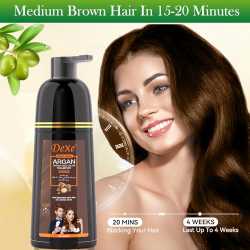Medium Brown Hair Dye Shampoo 420ml - 3-in-1 Formula