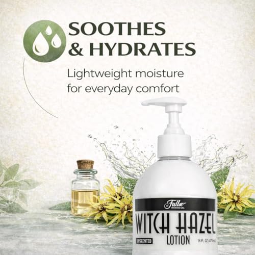 Fuller Witch Hazel Lotion, Unscented ? 16 fl oz | Lightweight Daily Moisturizing Lotion with Witch Hazel Extract | Gentle Formula for All Skin Types (16 Oz, Unscented)