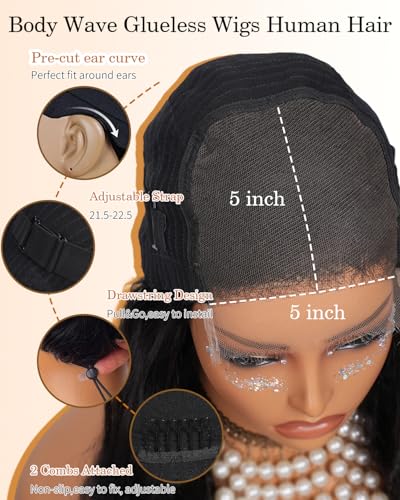 5x5 HD Lace Closure Wig - 24 Inch Body Wave Human Hair