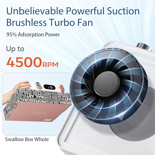 Makartt Cordless Nail Dust Collector - 133CFM Suction, 4H Battery