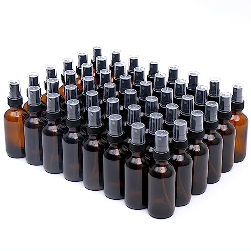Amber Glass Small Spray Bottle 2 oz 48 Packs,Fine Mist Sprayer Small Clear Bottles,Refillable Containers mini spray bottles for Cleaning Solutions and Skin Care (Amber 48pcs)