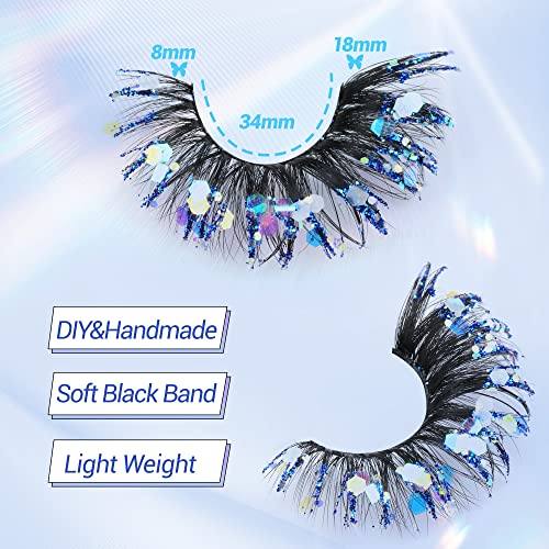 Zegaine Glitter Cat Eye False Eyelashes - 5 Pairs Wispy