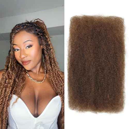 Afro Kinkys Bulk Human Hair, 4c Curly Hair for Permanent Sister Locs/Mini Twists/Braids/Repair Can Dye and Bleach(18 inch),Medium Brown