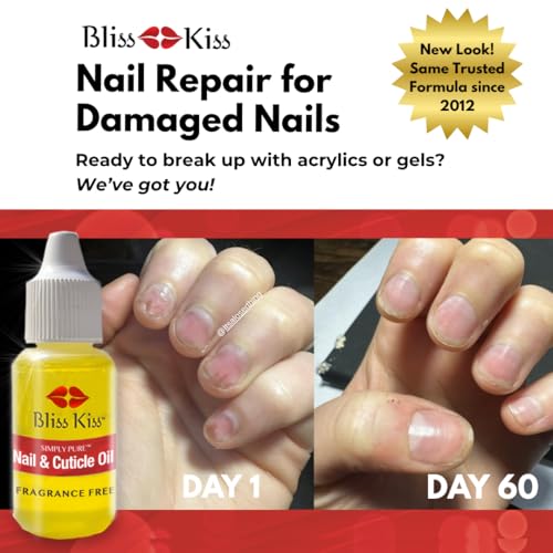Bliss Kiss Simply Pure Nail & Cuticle Oil - Fragrance Free Dropper 0.5 oz