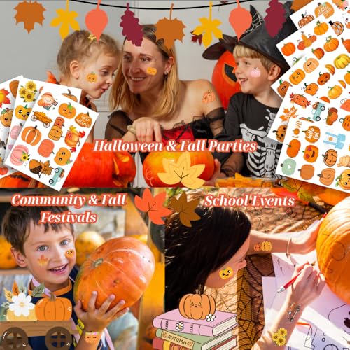 96pcs Pumpkin Temporary Tattoos for Fall & Halloween Parties