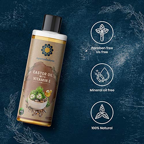 100% Pure Cold-Pressed Castor Oil with Vitamin E 200 ML, 6.76 fl oz - Conditioning & Healing, For Dry Skin, Hair Care, Coldpressed Castor Oil with Vitamin E