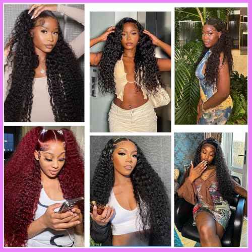 250% Density 13X6 30 Inch Deep Wave Lace Front Wigs Human Hair Curly Wig Wet and Wavy HD Lace Front Wig Pre Plucked 100% Real Human Hair No Synthetic Blend No Tangle No Shedding Triple Lifespan 3X