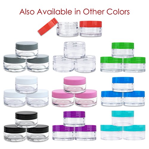 Beauticom 20 gram/20ml Empty Clear Small Round Travel Container Jar Pots with Lids for Make Up Powder, Eyeshadow Pigments, Lotion, Creams, Lip Balm, Lip Gloss, Samples (12 Pieces, Red)