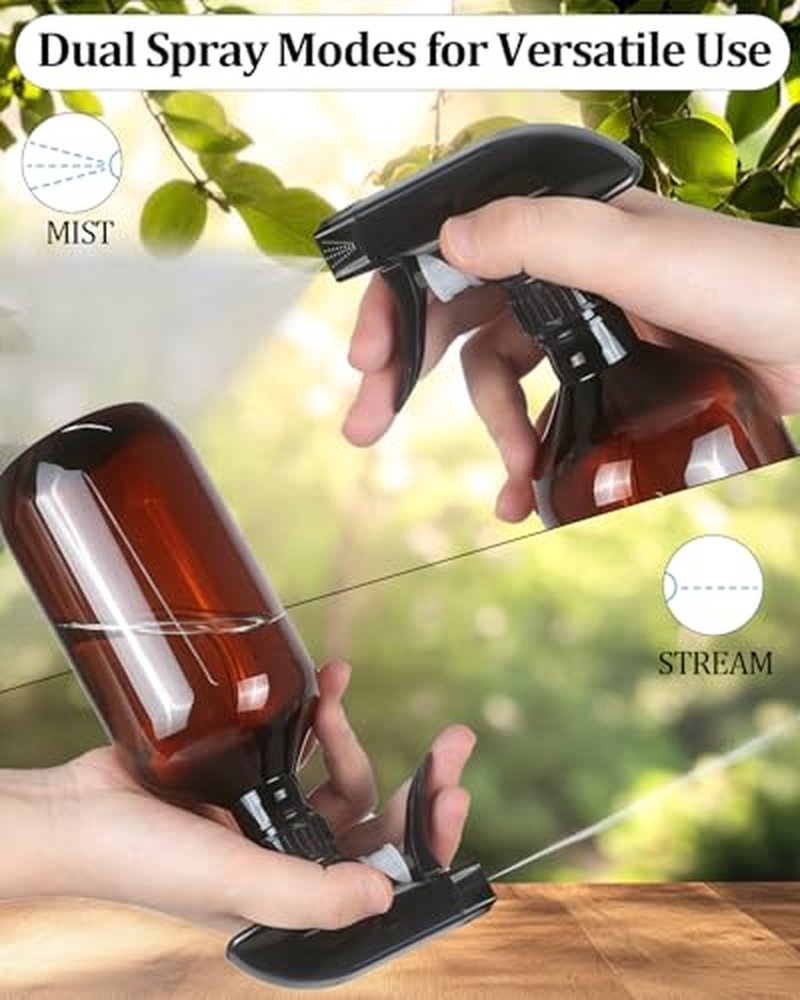 360° Spray Bottles 2-Pack, 16 oz Adjustable Nozzle, Leak-Proof
