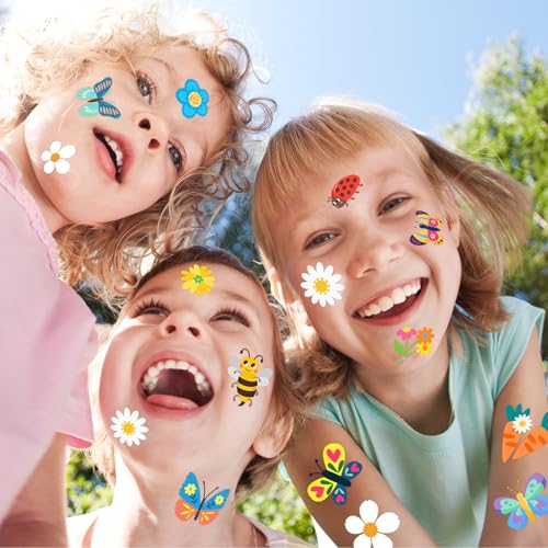 winthrop 240 Pcs Bulk Spring Temporary Tattoos for Kids, Individually Wrapped Waterproof Easter Tattoos, Best Choice for Easter Classroom Matching Game, 60 Different Designs Flower Butterfly