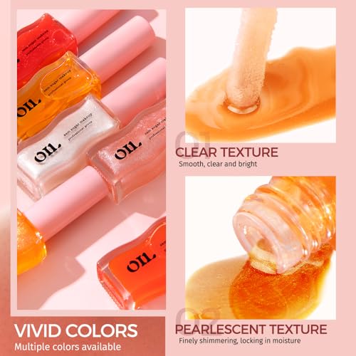 High Shine Smooth Finish Fruit Strawberry Honey Essence Lip Oil, Long-lasting Moisturizing, Lip Line Smoothing, Transparent Pearl Lip Glaze, 8ml 2PCS