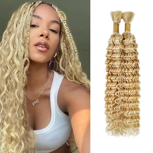 Blonde Human Braiding Hair 27/613 Boho Bulk 2 Bundles