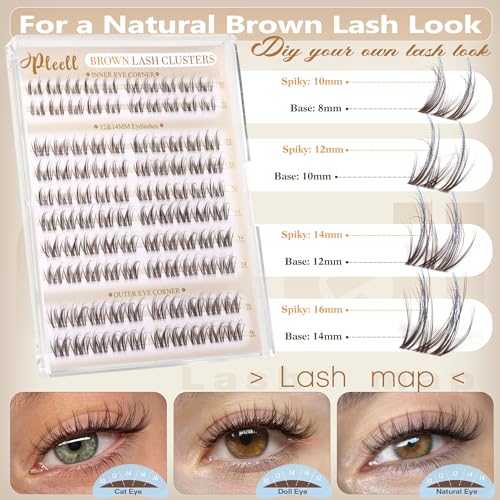 Brown Lash Clusters 10-16MM DD Curl Wispy Eyelash Extensions