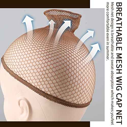 Fandamei Mesh Wig Caps Net, 4PCS Wig Caps Net Open End, Dark Brown Wig Cap for women, Strength Wig Cap Dark Brown