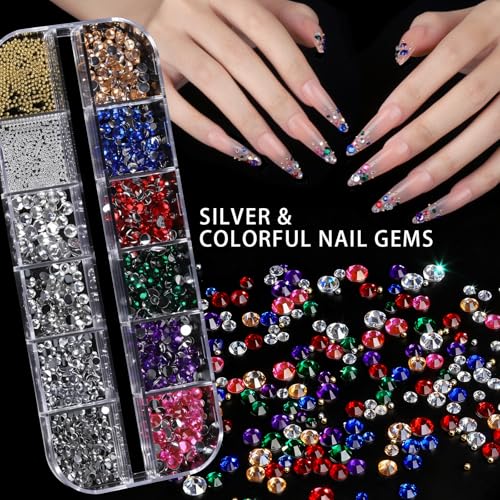 Teenitor All-in-One Nail Art Kit - Gems, 3D Charms, Brushes & Stand