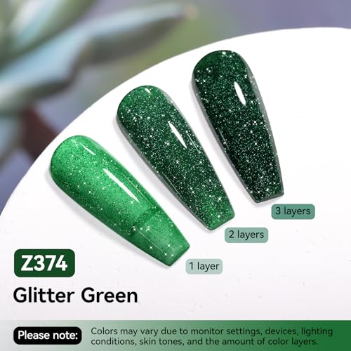 Glitter Green Nail Polish - Quick Dry, Vegan Formula