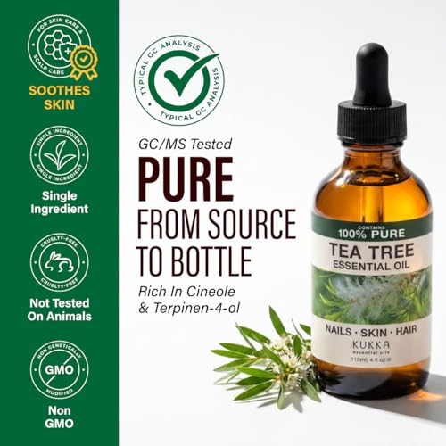 Pure Tea Tree Oil 4 Fl Oz - GC/MS Tested Essential Oil