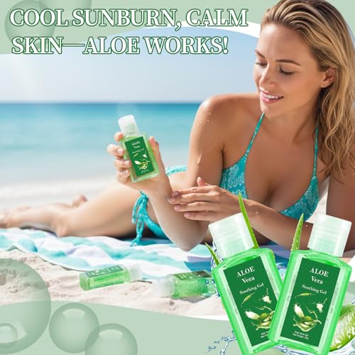 24 Pcs Mini Aloe Vera Gel for Skin Travel Size 1 oz Sunburn Treatment Party Favors Mini Moisturizer Travel Size Lotion Bulk for Thank You Gifts Wedding Beach Summer Flamingo Party Supplies
