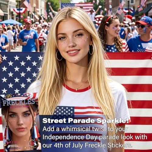 8-Pc Red White Blue Glitter Freckles Face Tattoos