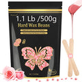 Wax Beads 1.1lb, Hard Wax Beads for Coarse Hair Removal & Sensitive Skin, Works on Brazilian Bikini, Armpit, Legs, Face, Eyebrow, Back, Waxing Beads with 20 Sticks(Rose)