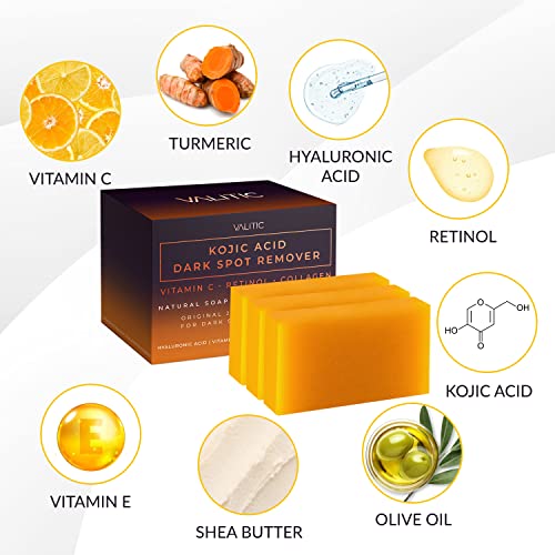 Valitic Unisex Dark Spot Corrector Bar, 100g - Exfoliating, SLS and Paraben-Free Turmeric Soap for Skin Tone Correction, Vitamin C, Retinol and Collagen Blend