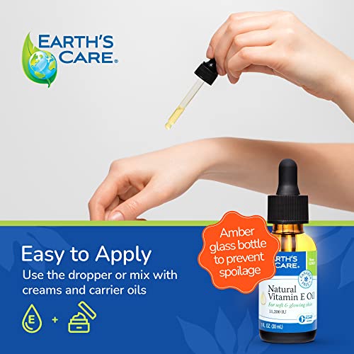 Earth's Care Natural Vitamin E Oil - 100% Natural Vitamin E Oil for Skin and Hair - 1 Fl OZ