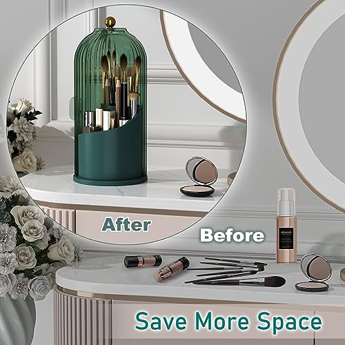 GAXmi Rotating Makeup Brush Holder with Sliding Lid