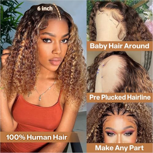 Curly Bob Wig Human Hair Deep Wave 13x6 HD Lace Front 12in