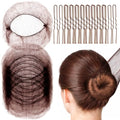 Brown Hair Net & U-Pins Set (20 Nets + 40 Pins)