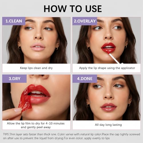 QueenDairy Peel Off Lip Stain - 24HR Waterproof Matte Lip Tint