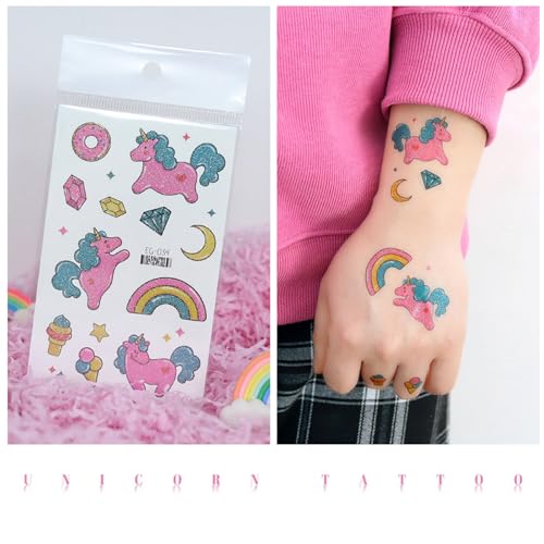 Glitter Temporary Tattoos for Kids - Waterproof Mixed Designs