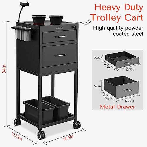TASALON Metal Salon Cart with Lockable Drawers & Wheels