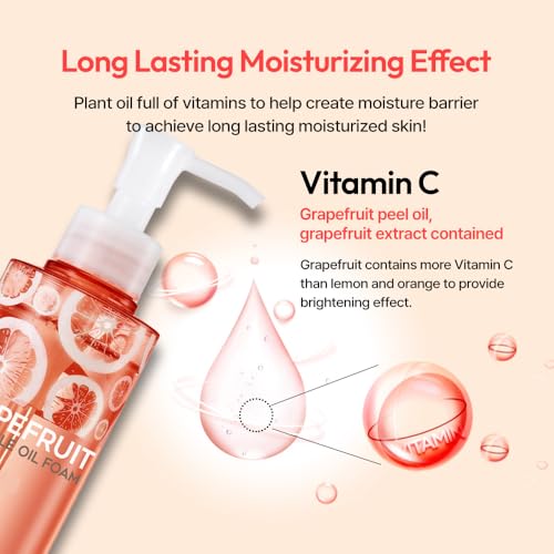 G9SKIN Grapefruit Vita Bubble Oil Foam (210g/7.40oz) ? 2-in-1 Double Cleanser with Vitamin-Rich Grapefruit and Plant Oils, Hydrating Deep Pore Cleansing for All Skin Types