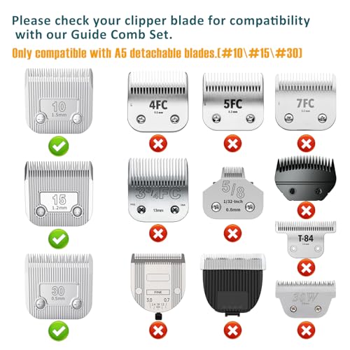 Pet Grooming Comb Set for A5 Detachable Blades - Stainless Steel Clippers Accessories