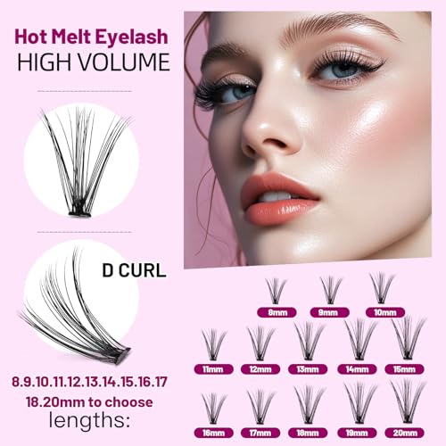 20D-12mm D Curl Cluster Lashes Individual False Eyelashes