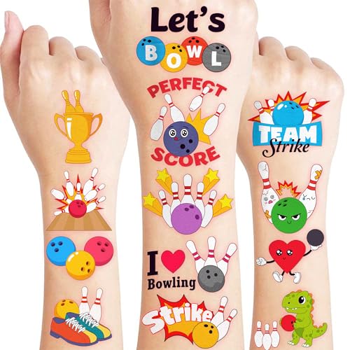 96 PCS Bowling Ball Temporary Tattoos for Kids
