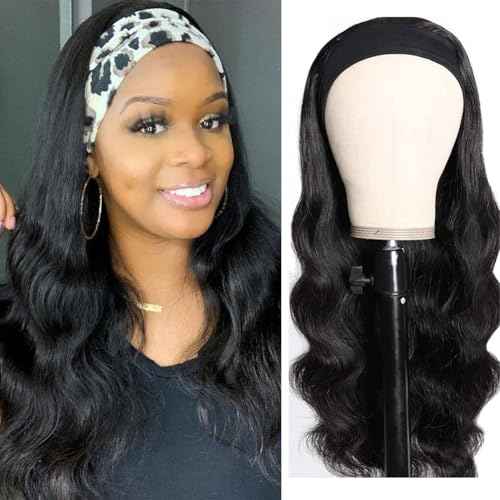 Body Wave Headband Wig Headband Wigs for Black Women Human Hair Glueless Wear and Go Glueless 100% Brazilian Virgin Human Hair Headband Wig 150% Density (26inch)