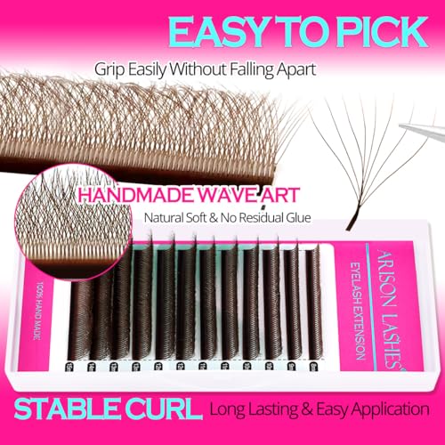 8D W Shape Premade Eyelash Extension Fans - Brown 0.07 Curl