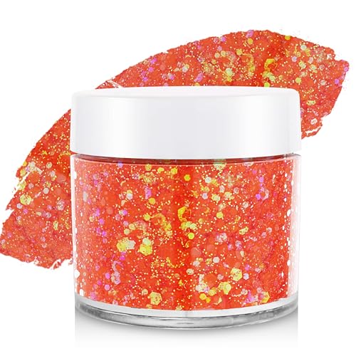Holographic Orange Face & Hair Glitter Gel for Festivals