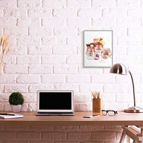 Stupell Industries Fashion Cosmetic Jars and Floral Bouquet Ziwei Li Grey Framed Wall Art, 16 x 20