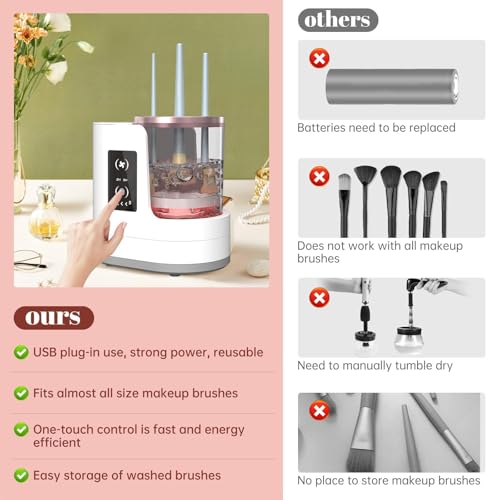 Electric Makeup Brush Cleaner Machine 3-in-1 with Dryer