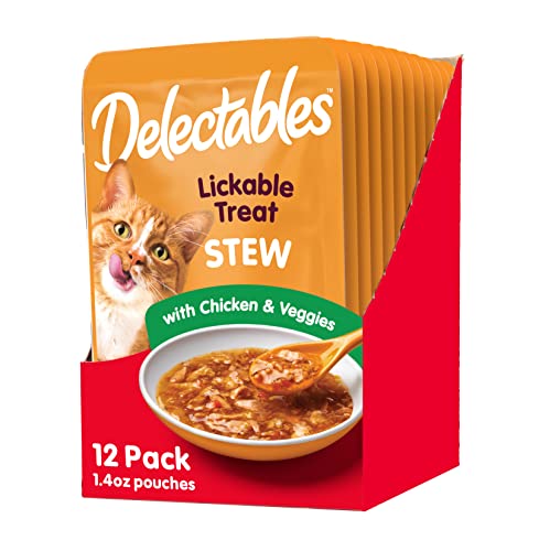 Hartz Delectables Stew Lickable Wet Cat Treats for Adult & Senior Cats, Chicken & Veggies, 1.4 Ounce (Pack of 12) (Packaging may vary)