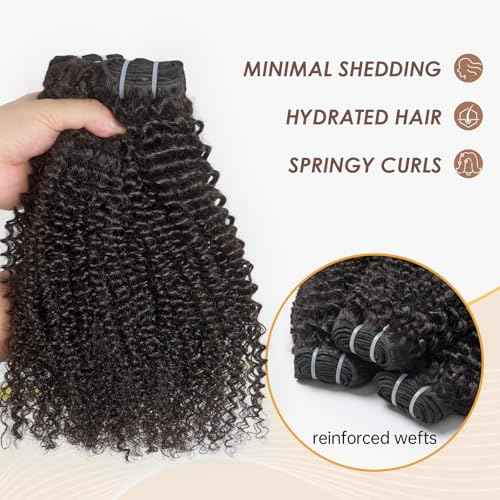 WEQUEEN Kinky Curly Human Hair Bundles 3c/4a 100% Virgin Brazilian Kinkycurly Human Hair 3 Bundles 16 18 20 Inch Natural Look Weave for Black Women