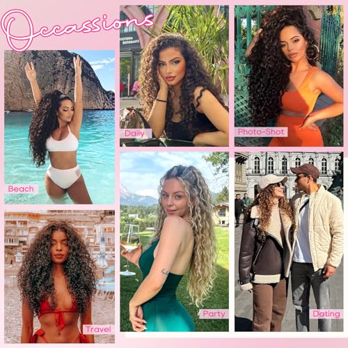 REECHO Curly Clip-In Hair Extensions 24 Inch, 4 Piece Set
