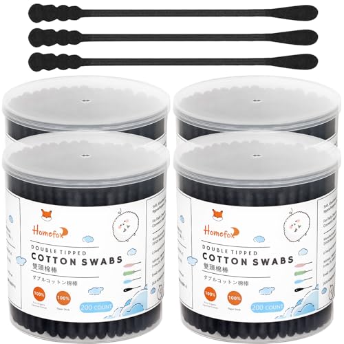 Black Organic Cotton Swabs Spiral - 800 Count