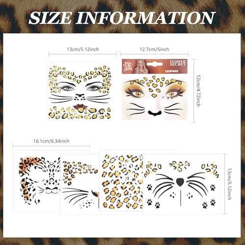 Cheetah Face Stickers Temporary Tattoos for Halloween Costume