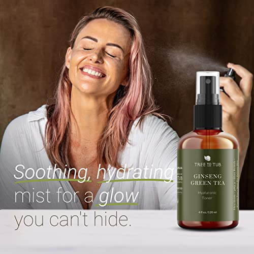 Tree To Tub Hydrating Face Moisturize and Deep Calming Toner Spray for Sensitive Skin - Water-Based Hyaluronic Acid, Vitamin C & E, Organic Aloe, Green Tea, Natural Ginseng for Dry & Sensitive Skin an