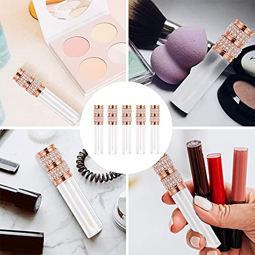 AMORIX 24 Pack Pearl Diamond Lip Gloss Tubes with Wand 5ml Empty Containers + 2pcs Syringes for DIY Lip Balm